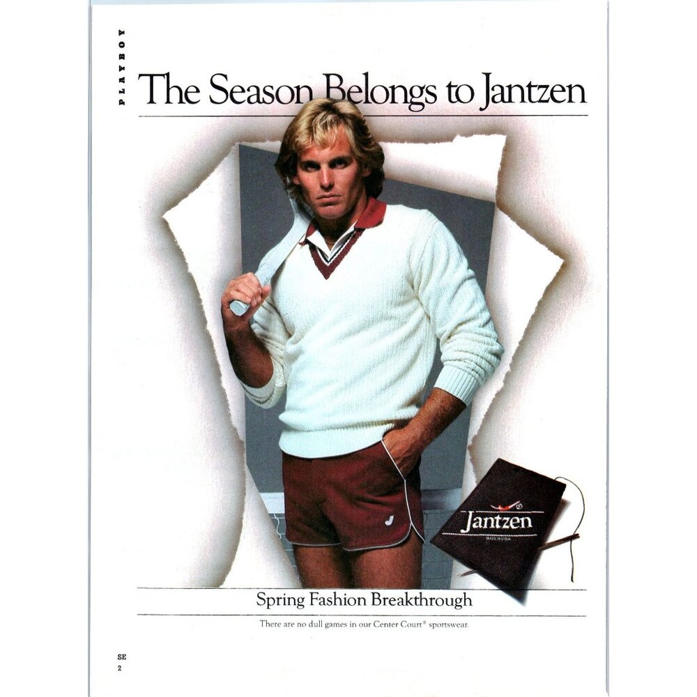 1981 Jantzen Spring Fashion Tennis Center Court Sportswear Vintage Print Ad Art